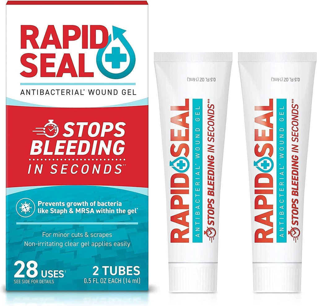 Wound Gel (2 Tubes) | Stops Bleeding in Seconds | Ideal for Cuts, Scrapes and Razor Nicks for Emergency First Aid Supplies