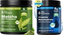 KEY NUTRIENTS Matcha Powder & Creatine Monohydrate Bundle – Unsweetened Matcha Green Tea (20 Servings) + Micronized Creatine Powder Supplement (60 Servings) – Boost Energy, Focus & Performance