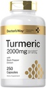 Doctor's Way Turmeric Curcumin Supplement | 250 Capsules | with Black Pepper Extract | 95% Curcuminoids | Non-GMO, Gluten Free Complex