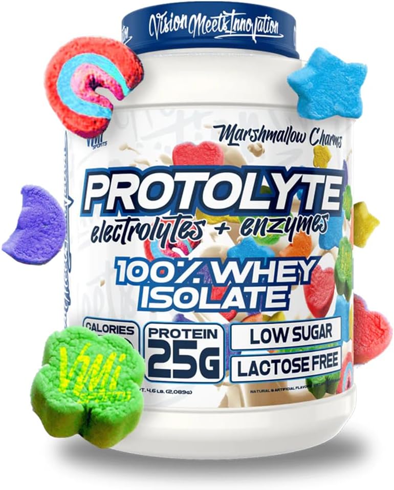 VMI Sports | ProtoLyte Whey Isolate Protein Powder | Low Calorie Whey for Weight Loss and Muscle Gain | Digestive Enzymes | Non-GMO (4.6 lb, Marshmallow Charms)