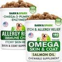 Allergy Relief + Omega 3 for Dogs Bundle - Anti-Itch Skin & Coat + Skin Allergy - Omega 3 Fish Oil + EPA & DHA Fatty Acid - Itching & Paw Licking + Joint Health - 360 Chews - Made in USA