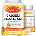 Calcium Gummies for Women Men, Calcium Magnesium Zinc with Vitamin D3 & K2, Calcium Magnesium Supplement for B0nes Muscles, Pineapple & Mango Flavor - 120 Count