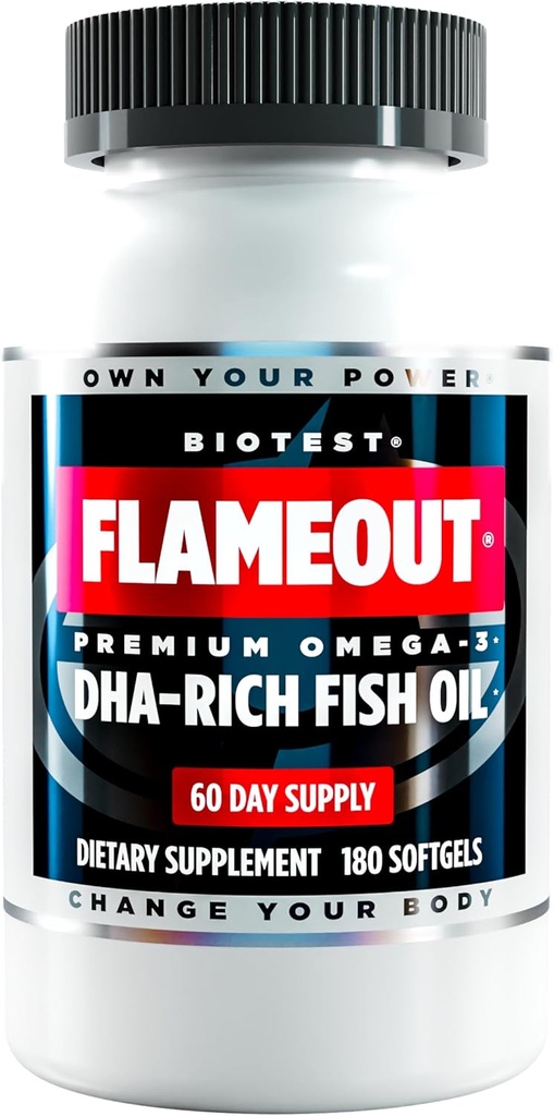 Biotest Flameout 5X DHA Fish Oil, 60 Servings - 4200mg Omega-3-180 Softgels