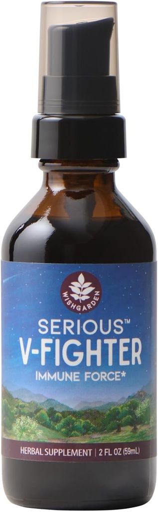 WishGarden Herbs Serious V-Fighter - Plant-Based Herbal Rapid Immune Support & Respiratory Health with OSHA & Goldenseal, Soothes Aches & Irritated Lungs, Supports Optimum Body Temperature, 2oz