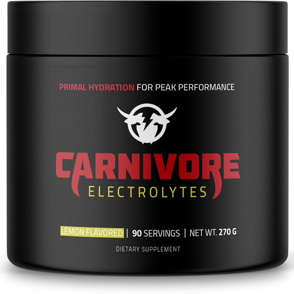 Premium Hydration Powder for Carnivore Diet - Balanced Electrolyte Support, Zero Carb, Keto Friendly - Optimal Energy & Recovery - 90 Servings (Natural Lemon)