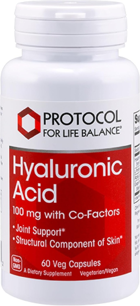 PROTOCOL FOR LIFE BALANCE Hyaluronic Acid - 100mg Hyaluronic Acid - Skin & Joint Support - Eye Support Supplement - Non-GMO & Kosher - 60 Veg Caps