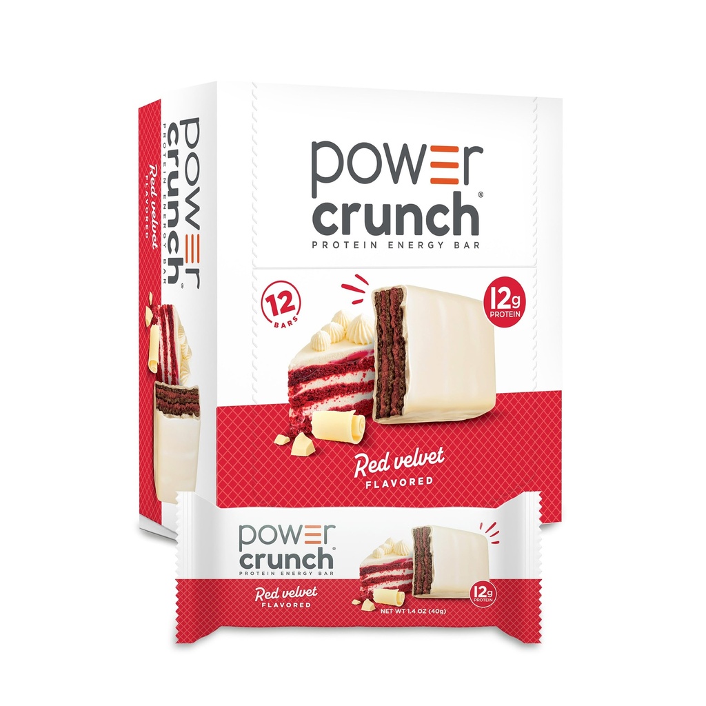 Power Crunch Protein Energy Wafer Bars, Red Velvet, 1.4 Ounce (12 Count)