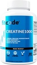 fitcode Creatine1000, 1 Gram of Pure Creatine Monohydrate in Each Serving, Veggie Capsules (30 Servings)