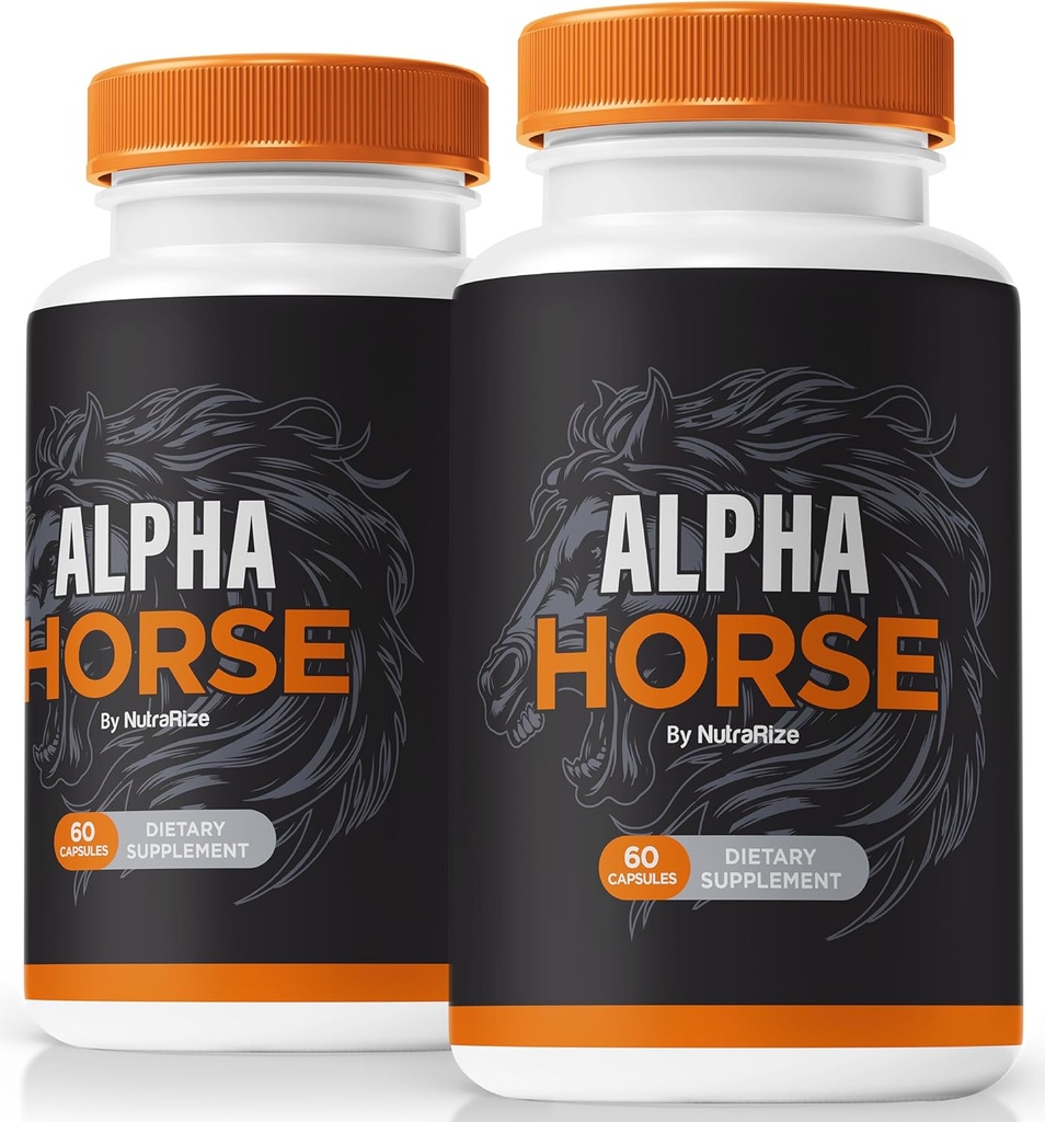 (2 Pack) Alpha Horse Capsules, Alpha Horse Official Male Formula Pills, AlphaHorse for Stamina & Performance, Alfa Horse For Men Premium Once Daily Pill Pastillas, Alpha Hrse Complex (120 Capsules)