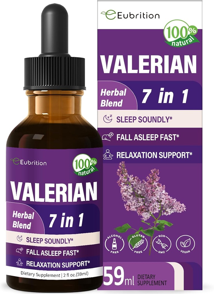 Valerian Root Sleep Support Drops, Passion Flower, Chamomile, Lavender, Soursop Leaves, & Hibiscus Herb Extract Supplement Tincture for Sleep Soundly & Deeply. Perfect with Sleep Sounds. 2oz