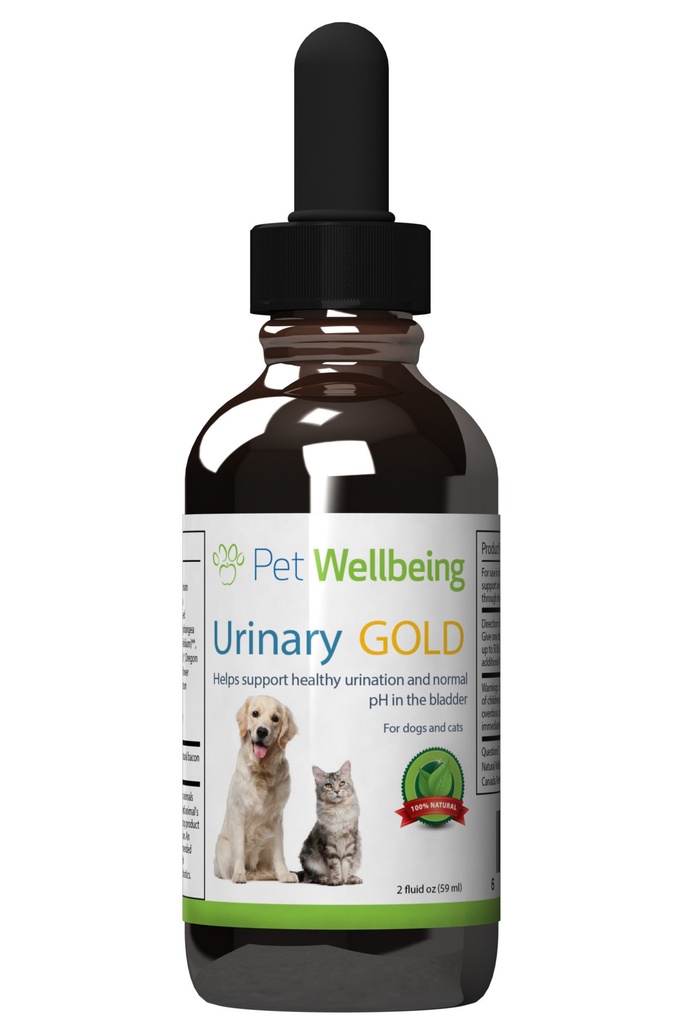 Pet Wellbeing Urinary Gold for Dogs - Vet-Formulated Multi-Herb Urinary Tract Support - Bladder Health & Urinary System Wellness - Natural Dog Supplement - Liquid Formula 2 oz (59ml)