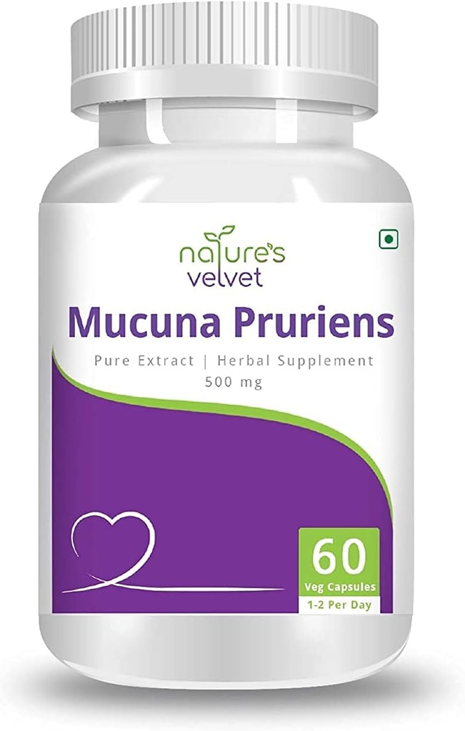 XLO Nature's Velvet Mucuna Pruriens Pure Extract 500 mg, 60 Veggie Capsules Pack of 1