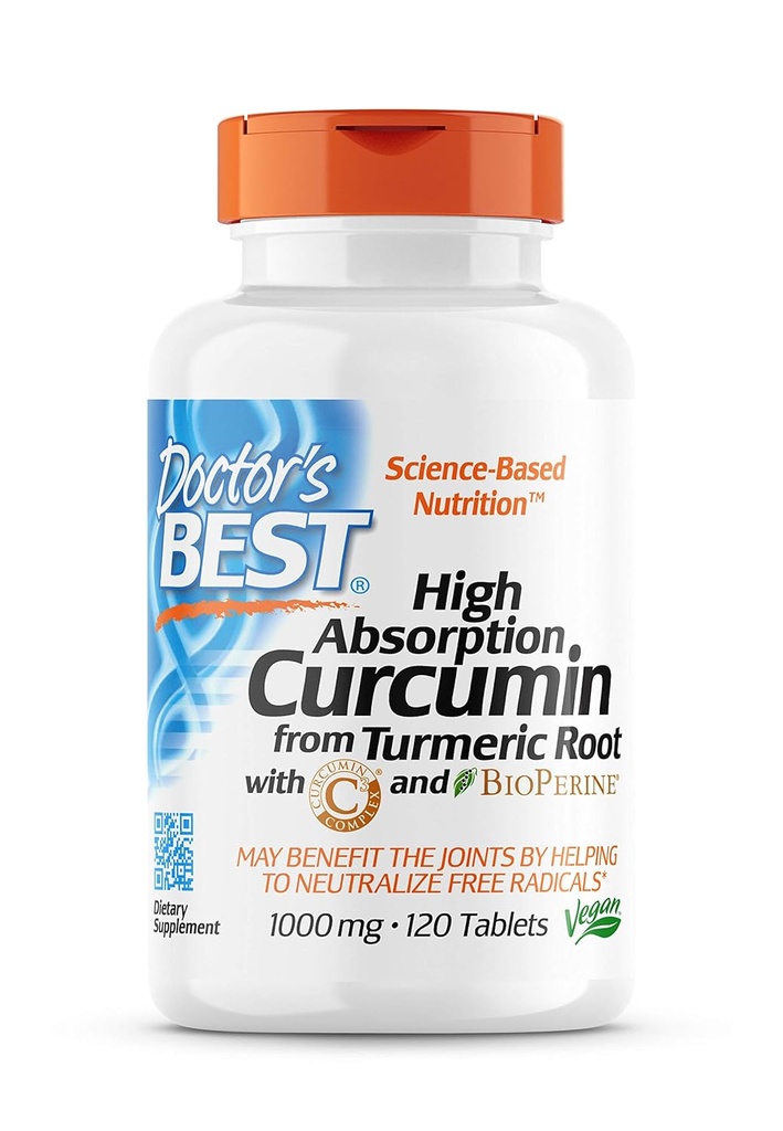Curcumin from Turmeric Root with Curcumin C3 & BioPerine 1000mg 120 Count by Doctors Best