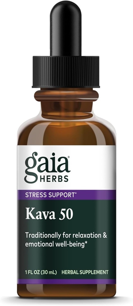 Gaia Herbs Kava Root Extra Strength - Helps Sustain a Sense of Natural Calm, Relaxation,* and Emotional Wellness During Times of Stress - Made with Noble Kava Cultivars - 1 Fl Oz (20-Day Supply)