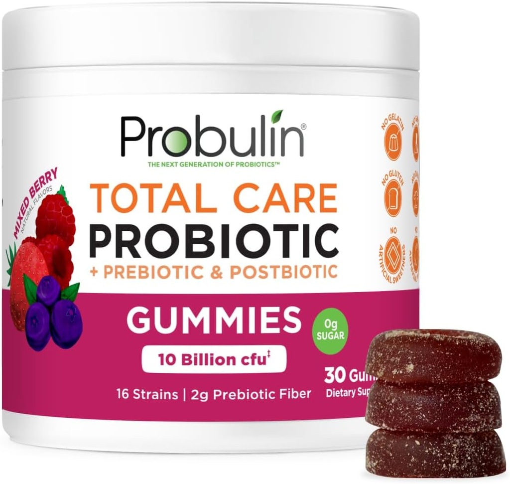 Total Care Probiotic + Prebiotic + Postbiotic Gummies - Mixed Berry 30ct