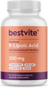 BESTVITE R-Lipoic Acid 200mg Stabilized with Bio-Enhanced Na-RLA (60 Vegetarian Capsules) - No Stearates - No Fillers - Vegan - Gluten Free - Non GMO