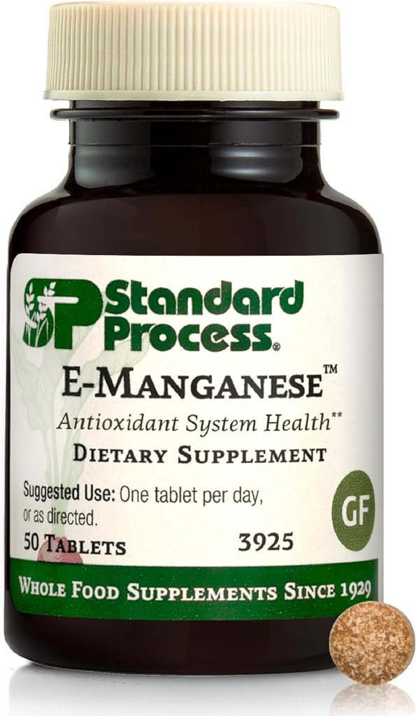 Standard Process E-Manganese - Antioxidant Health Support - Whole Food-Based Supplement with Vitamin E & Manganese - Supplement to Aid Cellular Health - 50 Tablets