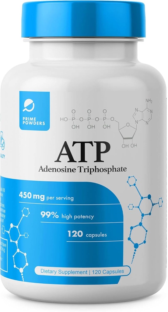 ATP Capsules - 120 Capsules - Adenosine Triphosphate Disodium - 400mg per Serving - Boost Energy Endurance Stamina