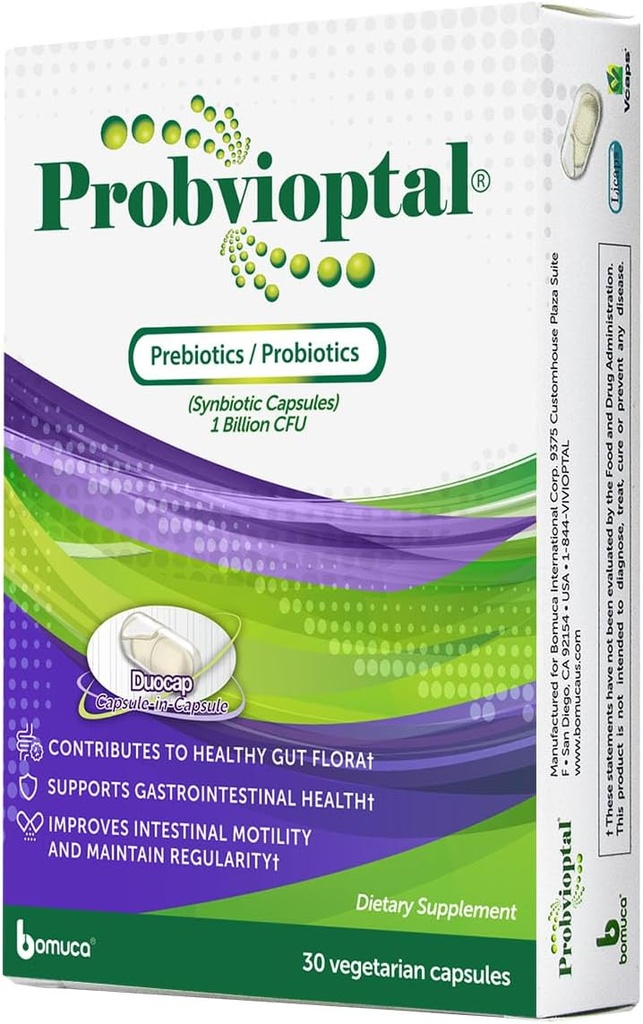Probvioptal, 30 Capsules (330 Units), Probiotics & Prebiotics, Duocap, 1 Billion CFU, Gluten Free