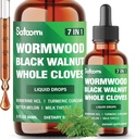 Satoomi 7in1 Wormwood Liquid Drops with Black Walnut, Whole Cloves, Berberine, Milk Thistle, Bitter Melon and Turmeric - 60ml for 60 Days