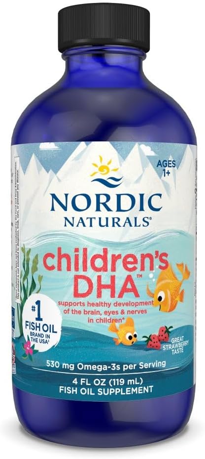 Nordic Naturals Children’s DHA, Strawberry - 4 oz for Kids- 530 mg Omega-3 with EPA & DHA - Brain Development & Function - Non-GMO - 48 Servings