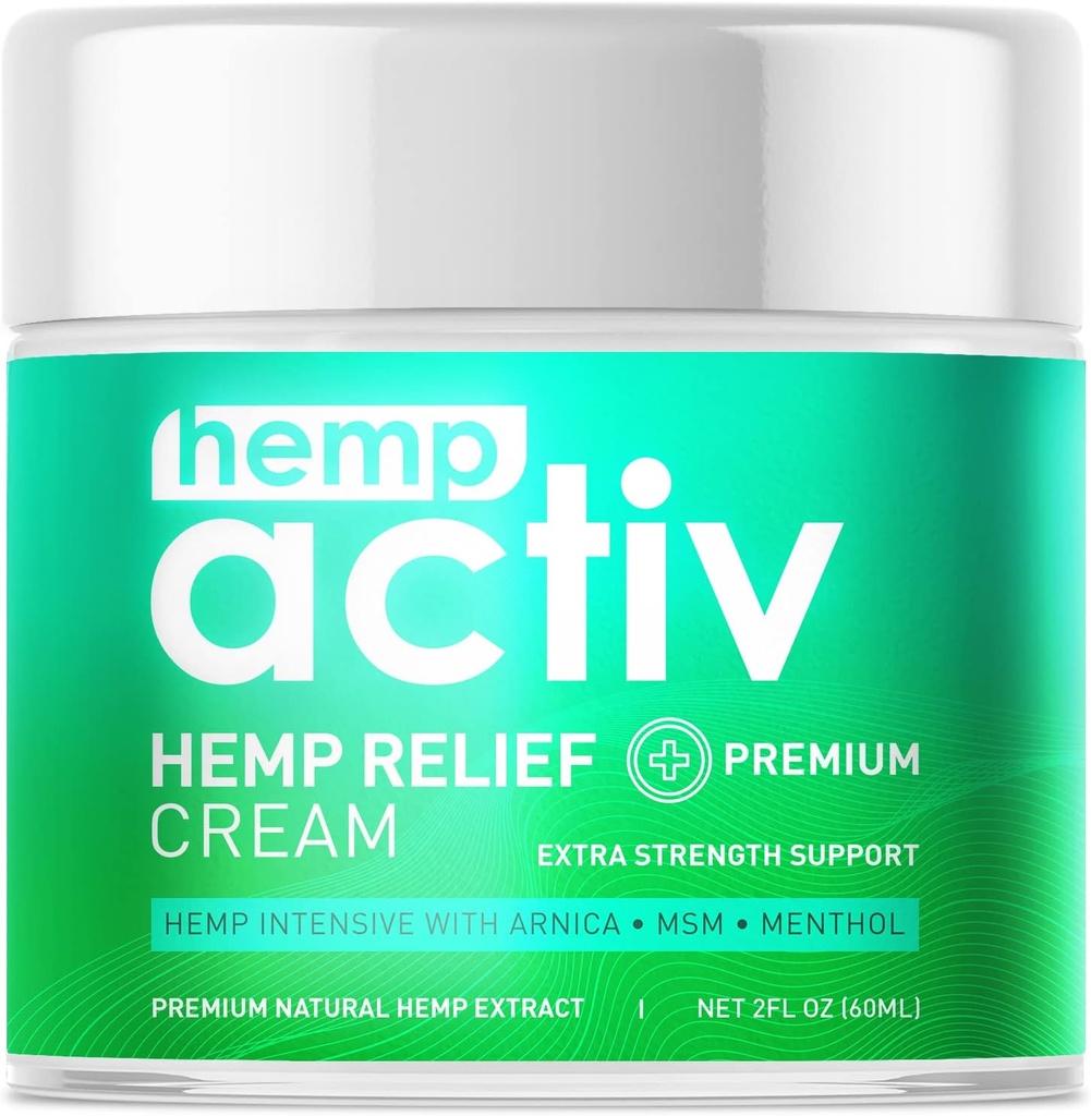 Hemp Cream with Menthol, MSM & Arnica – Lightweight, Fast-Absorbing Moisturizing Cream – Refreshing, Non-Greasy Formula for Nourished Skin – 2 Fl Oz