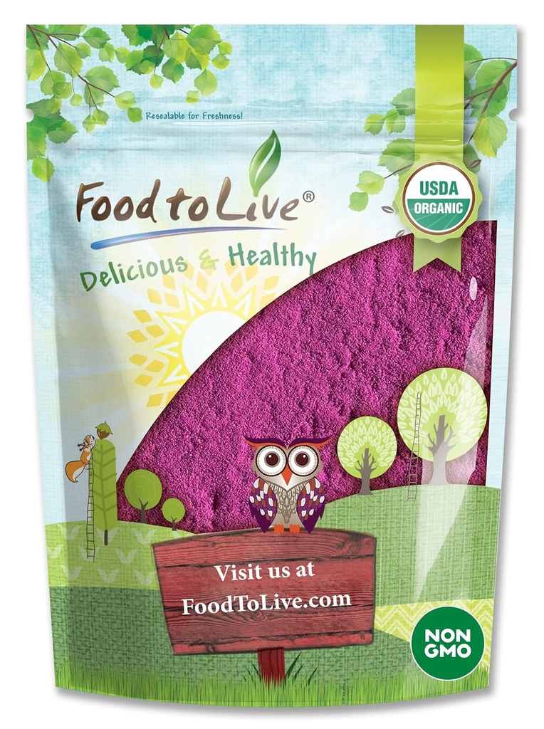 Food to Live Organic Black Currant Juice Powder, 8 Ounces — Non-GMO, Raw, Kosher, Vegan Superfood, Bulk, Rich in Antioxidants, Great for Juices, Drinks, and Smoothies, Contains Maltodextrin