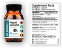 DR WAKDE'S Pippali Capsules (Long Pepper, 60 Veg Caps, Plant-Based Supplement, Ayurvedic Herb, All Natural, Vegan)