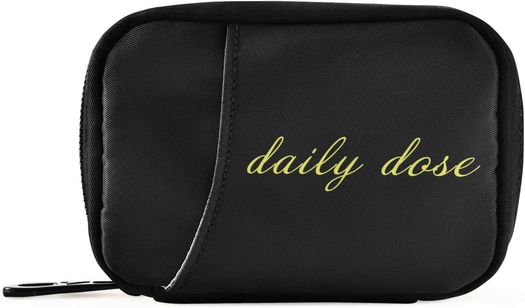 Naanle Daily Dose Pill Box 7 Day Case Bag Travel Organizer with Zipper Portable Weekly Compact Size for Vitamin Supplement Holder Daily Black 4.6 x 3.14 x 1.88 Inch 0.12 kilograms