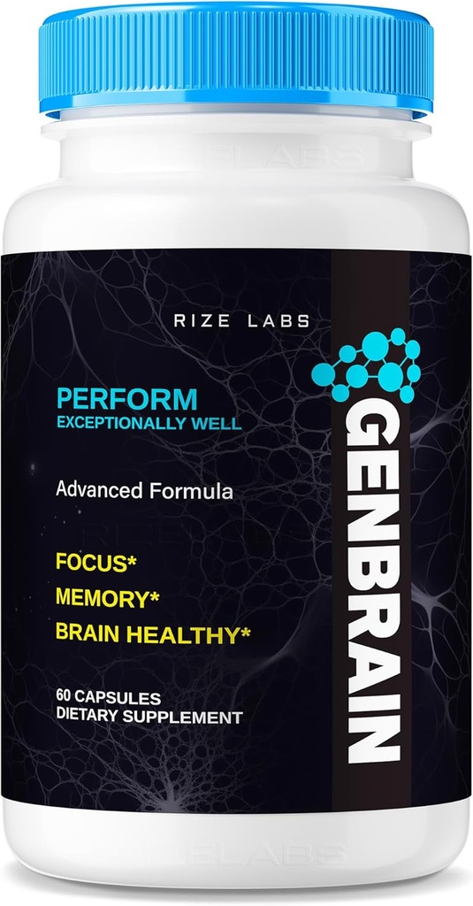 rize labs GenBrain Memory Supplement, Extra Strength Brain Support Capsules, Advanced Complex, Pure All-Natural Pills (60 Capsules)