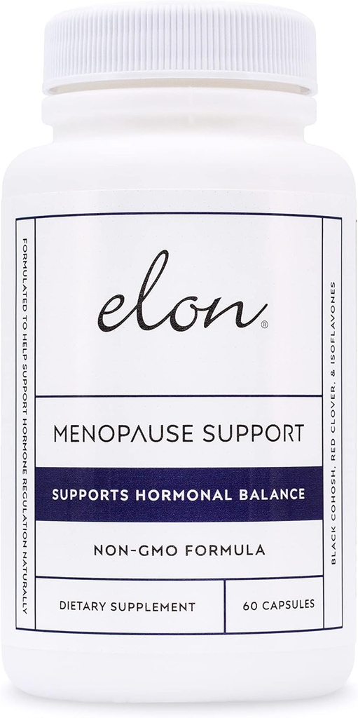 Elon Menopause Supplement for Women Menopause Relief for Hot Flashes, Mood Swings & Sleep Problems, Non-GMO Estrogen Supplement for Women w/Black Cohosh & Dong Quai (60 Capsules)