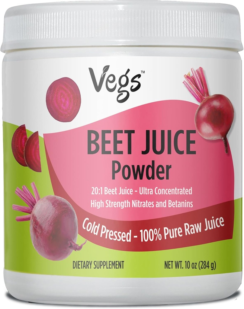 Beet Juice Powder, 20x Ultra Concentrated, Freeze Dried Beet Root Juice - High Strength Nitrates, Circulation superfood - Boost Nitric Oxide & Energy - Non-GMO Organic Beet Powder, 10 oz