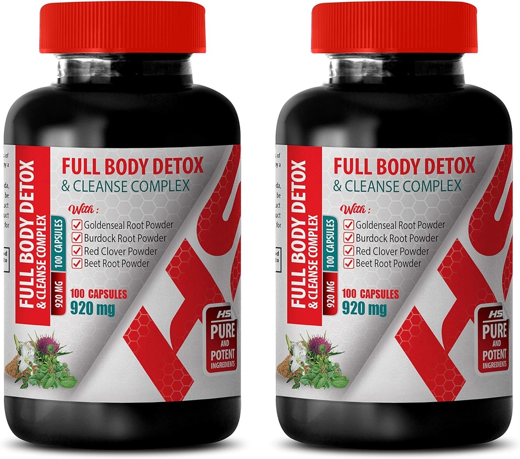 Cleanse and Detox Men - Full Body Detox and Cleanse Complex 920 MG - Milk Thistle Herbal Supplement - 2 Bottles 200 Capsules