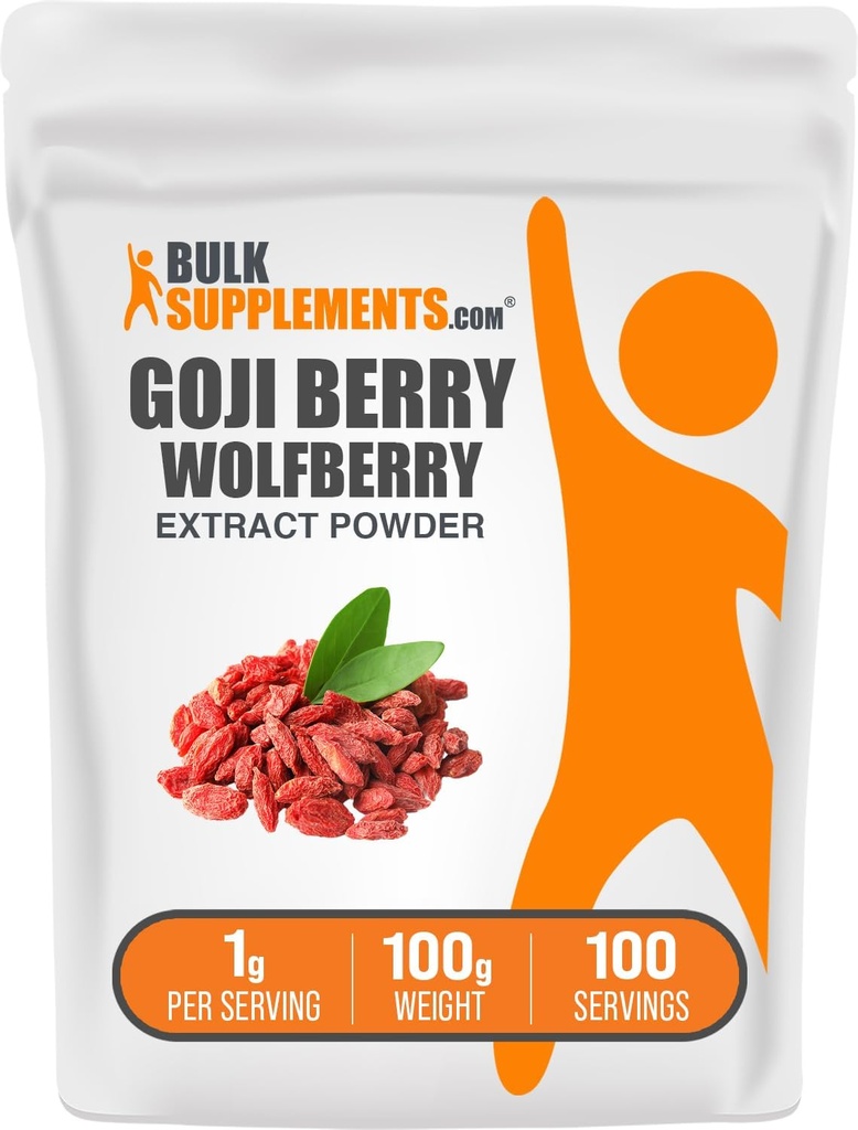 BulkSupplements.com Wolfberry Extract Powder -Goji Berries Supplement, Fruit Powder - Vegan & Gluten Free, 1g per Serving, 100g (3.5 oz) (Pack of 1)