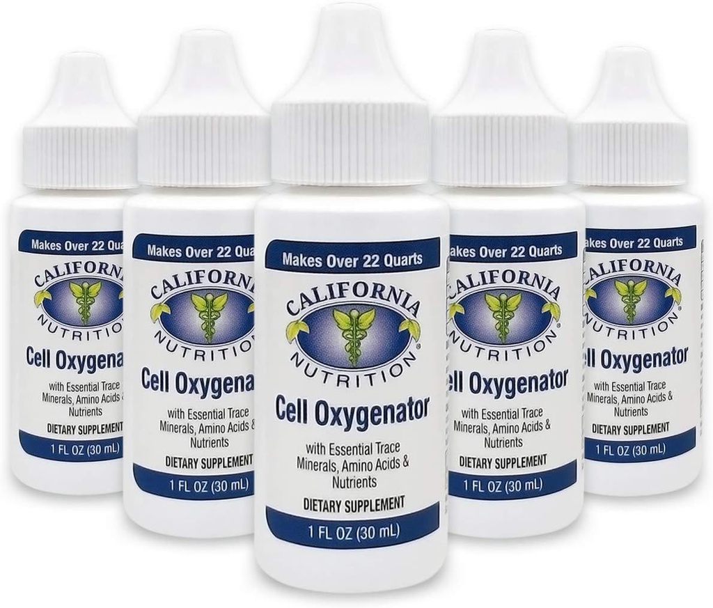 Cell Oxygenator 1 Fl Oz Bottle (Pack of 5), Liquid Concentrate Cell Oxygen Drops Water Daily Nutritional Dietary Supplement, Support Immune System, for Daily Use Sports Athletes