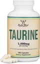 Taurine Supplement 1000mg Per Serving, 180 Capsules - Amino Acid Studied to Support a Longer, Healthier Life (Taurina) Vegan Safe, Gluten Free, Non-GMO by Double Wood
