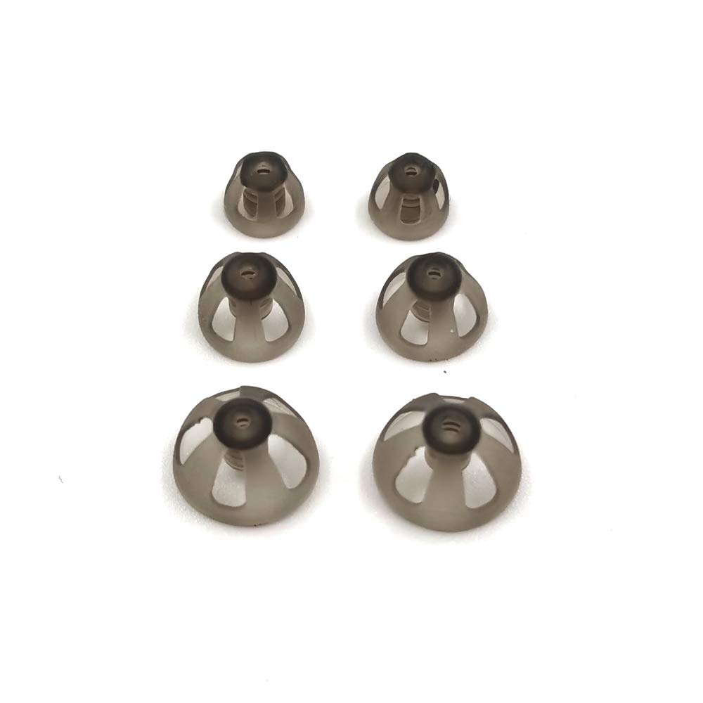 Hearing Aid Domes Smoky Gray Tips Ear Pieces Comfortable for Open Fit BTE Sound Amplifier PSAP Kit Invisible, except for RIC 5+8+10mm(Mixed * 6)