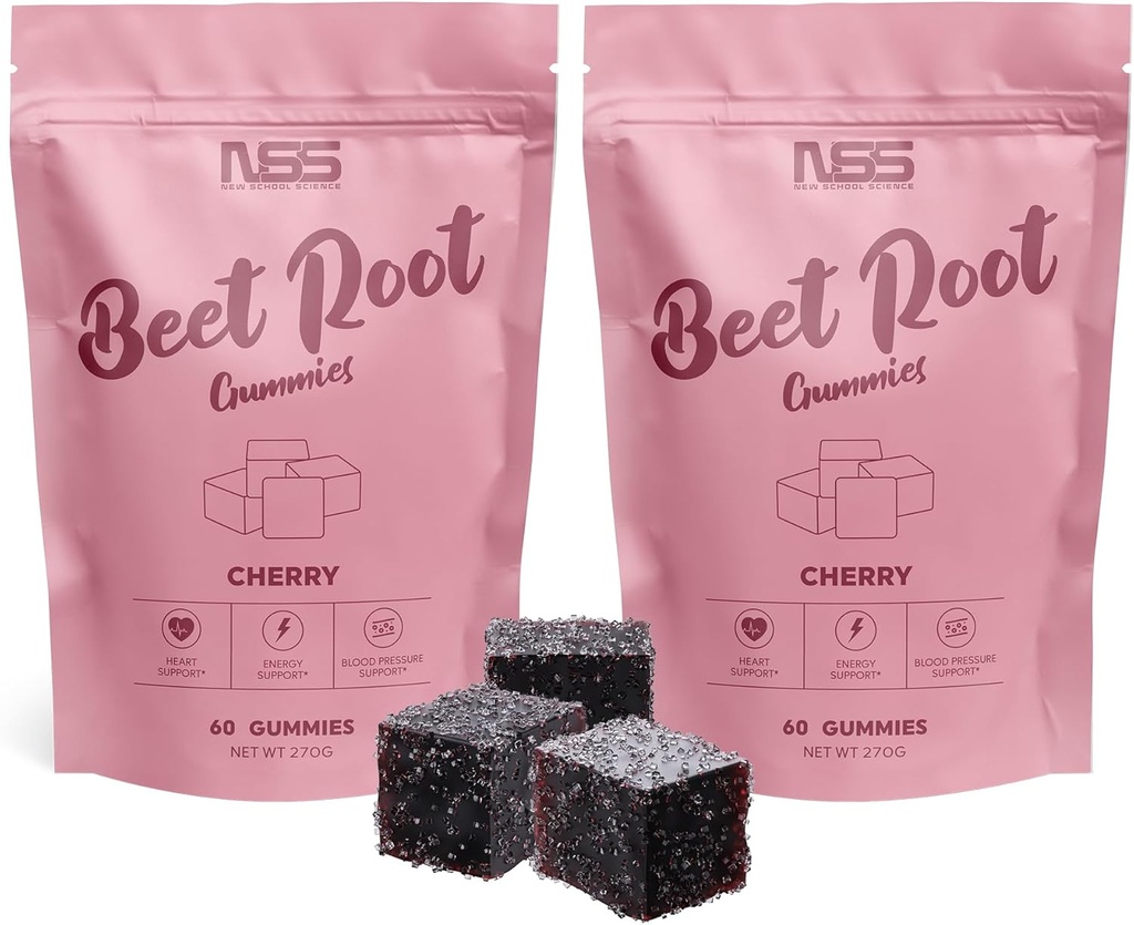 Beet Root Gummies with Cherry Flavor, Beet Chewables with Added Grape Seed Extract - Natural Color & Flavor - Beetroot Chews for Workout, Health and Wellness Gummies (120ct)