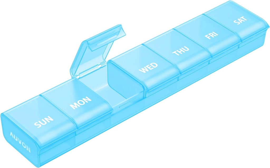 AUVON Weekly Pill Organizer with Effortless Opening Design, Arthritis Friendly Pill Box, BPA-Free Pill Organizer 7 Day, Cute & Portable Pill Case for Vitamins, Supplements and Medications