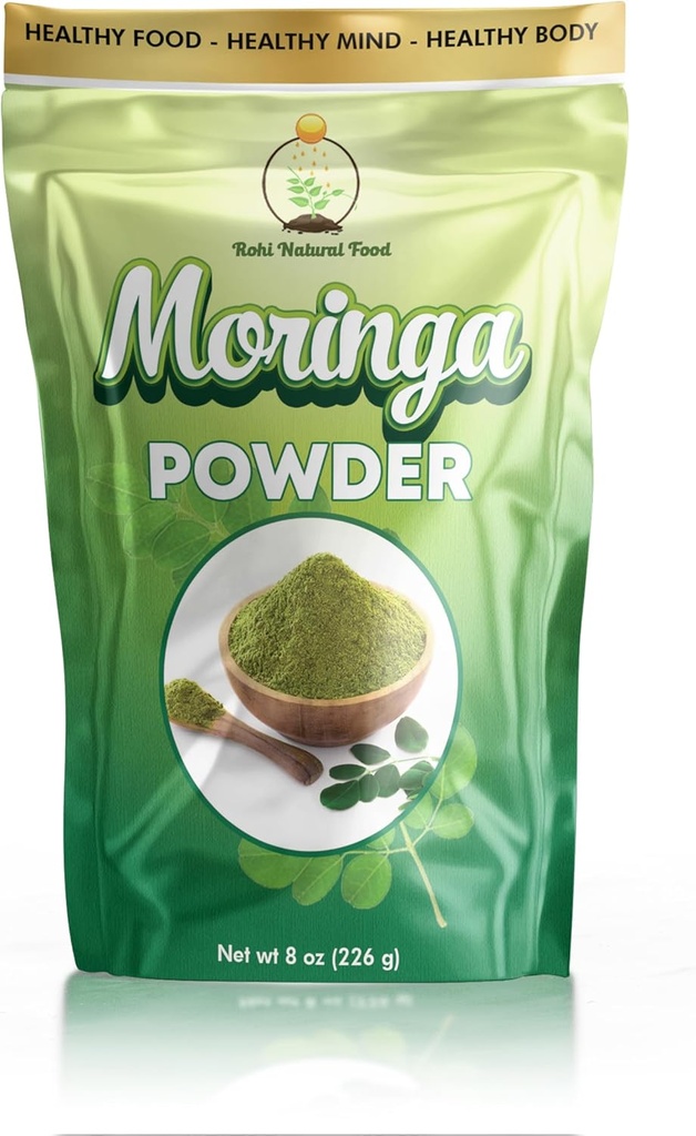 Moringa Leaf Powder 8 oz (227g) | 100% Pure Moringa Powder | Easily Mixes in Drinks & Smoothies