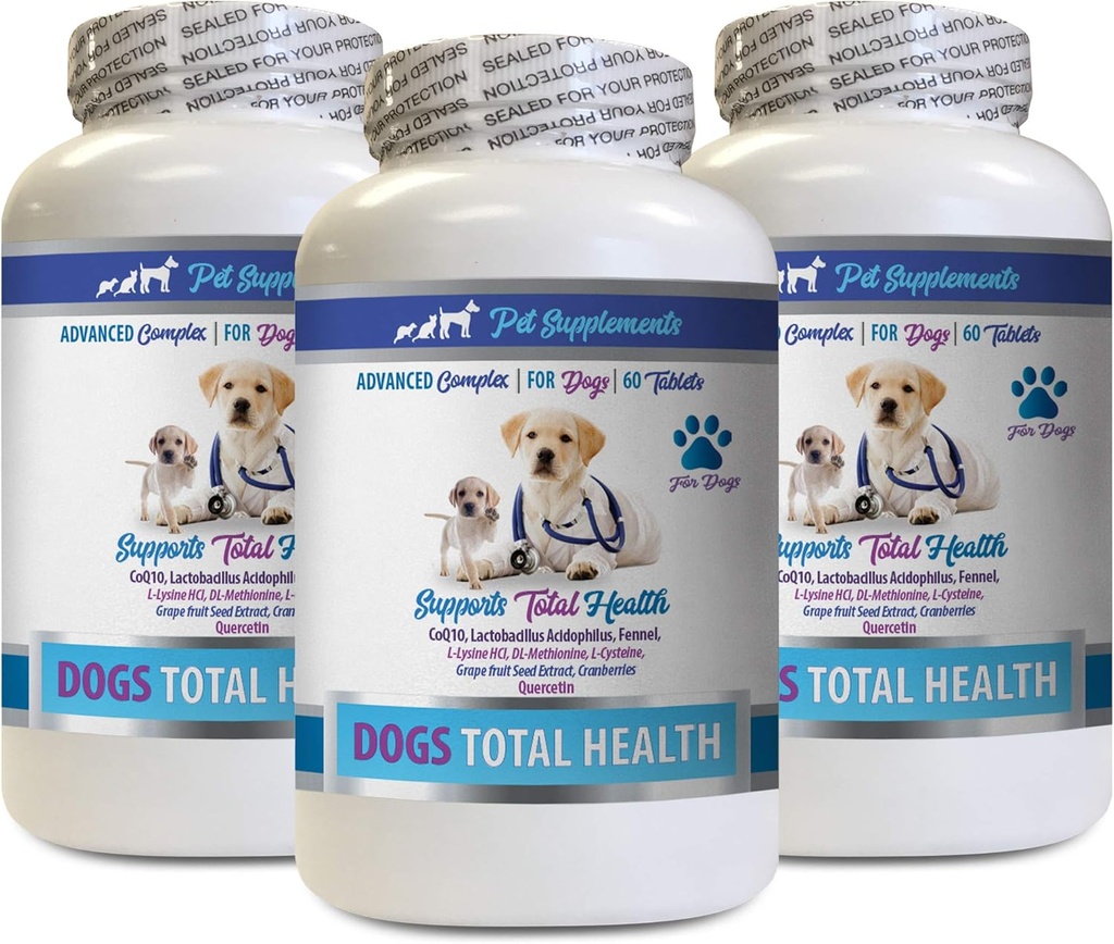 Dog Immune Bites - Dogs Total Health Control - Immune Support - Hair Skin Nails Oral Eye Health Formula - Dog Calcium Supplement - 3 Bottles (180 Treats)