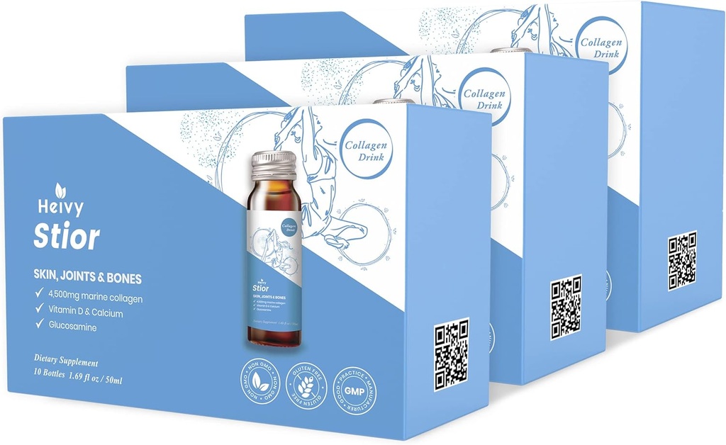 Heivy Marine Collagen Liquid, Collagen Drink, Marine Collagen, Liquid Collagen for Women for Hair Growth, Skin Repair, Mood&Sleep, 1.69 Fl Oz (Pack of 30), Collagen Drink for Joints&Bones