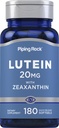 Piping Rock Lutein and Zeaxanthin Supplement | 20mg | 180 Softgels | from Marigold Extract | Non-GMO, Gluten Free
