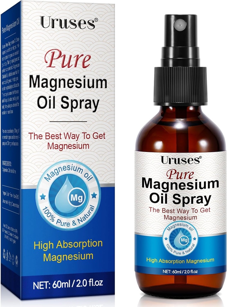 Magnesium Spray, Magnesium Oil for Feet, 100% Pure Magnesium Oil Spray for Body, Supports Muscle Recovery and Leg Cramps, 2 oz