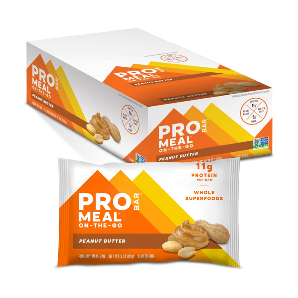 PROBAR MEAL Bar – Plant Based Meal Replacement Bar with Whole Food Ingredients, Oats, Nuts & Seeds, Vegan, Gluten Free, Non-GMO Nutrition Bar for Breakfast, Travel & On-the-Go Energy (Peanut Butter, 12 Count)