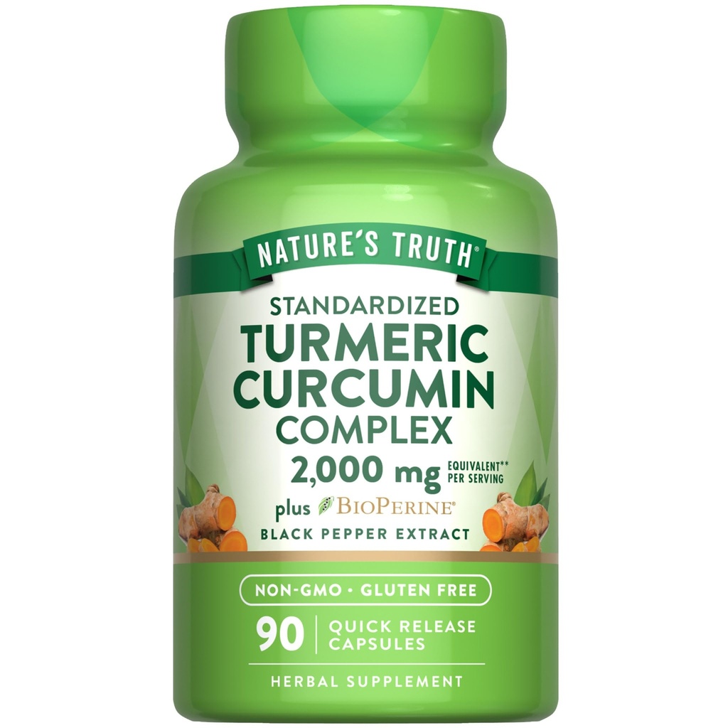 Nature's Truth Turmeric Curcumin Capsules | 90 Count | with 95% Standardized Curcuminoids and Bioperine | Non-GMO and Gluten Free Supplement