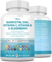 Quercetin 1000mg Zinc 50mg Vitamin C 1000mg Vitamin D 5000IU Immune System Support Supplement with Echinacea Ginger Bromelain Sea Moss Garlic Nettle Vegan Capsules for Men and Women,60 Count USA