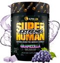 ALPHA LION Superhuman Extreme High Stim Pre Workout Powder, Beta Alanine, L-Taurine & 356mg Tri-Source Caffeine for Sustained Energy, Nitric Oxide & Citrulline for Pump (21 Servings, Grape Flavor)
