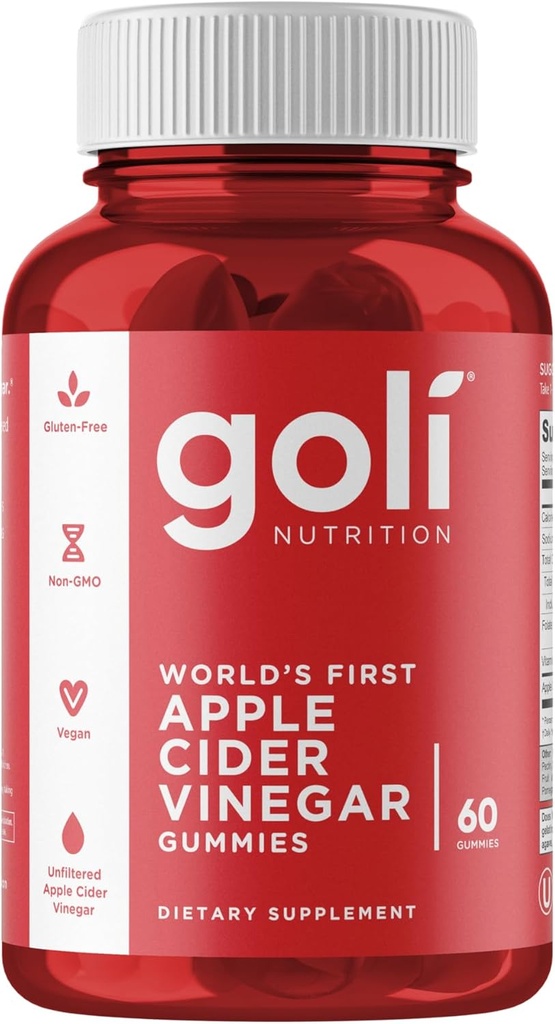Goli Apple Cider Vinegar Gummy Vitamins - 60 Count - Vitamin B12, Gelatin-Free, Gluten-Free, Vegan & Non-GMO
