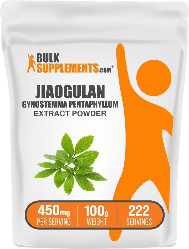 BulkSupplements.com Jiaogulan Extract Powder - Gynostemma Pentaphyllum, Jiaogulan Powder, Gynostemma Extract - Vegan & Gluten Free, 500mg per Serving, 100g (3.5 oz) (Pack of 1)